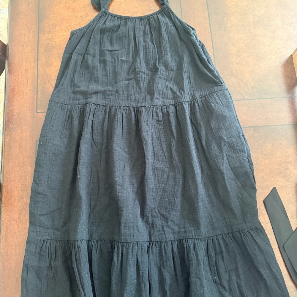 Black Tiered Gauze Maxi Dress